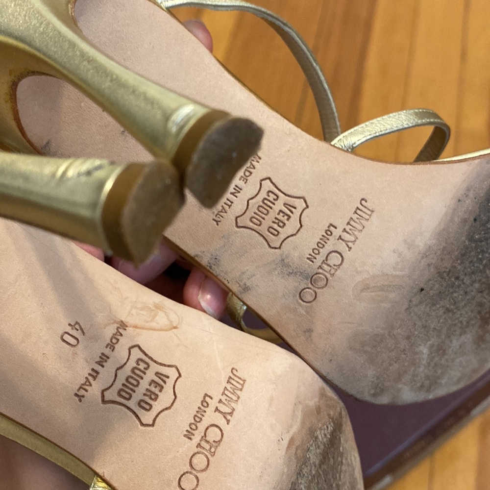 Jimmy Choo gold sandals mule size 40. Size 9 - Picture 6 of 8